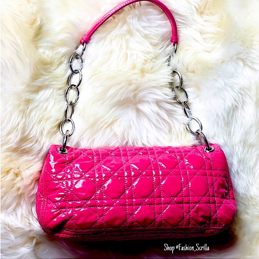 Dior Grand Sac Rendez-Vous Pink Fuchsia Patent Leather Shoulder bag - Picture 10 of 13